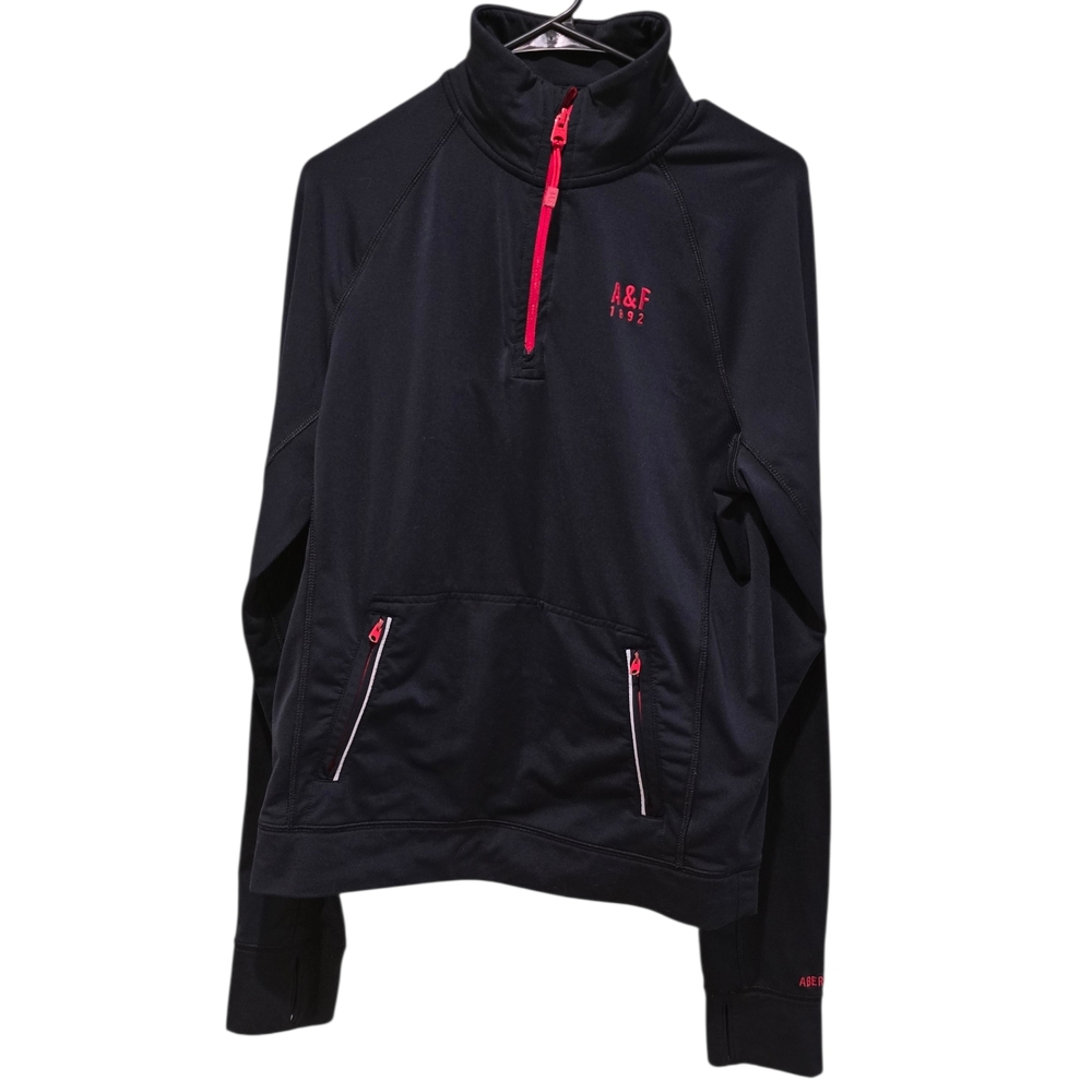 Abercrombie & Fitch Black And Red Quarter Zip Muscle Jacket